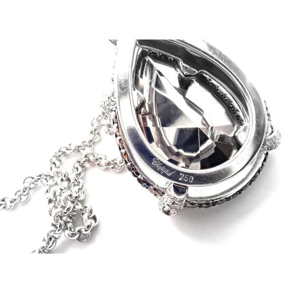 Authentic! Chopard Golden Diamonds 18k White Gold Diamond Chrome Stone Necklace - Picture 7 of 12
